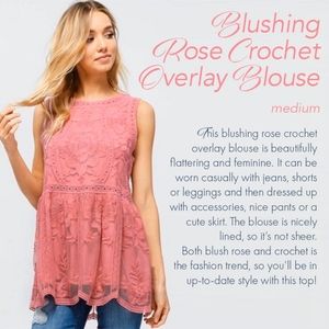 Blushing Rose Crochet Overlay Blouse